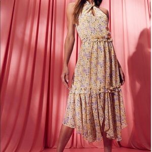 Floral Print Halterneck Midi Dress